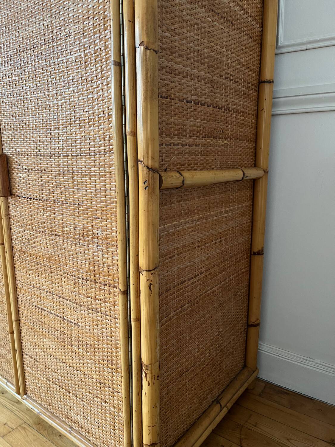 Vintage rattan wardrobe