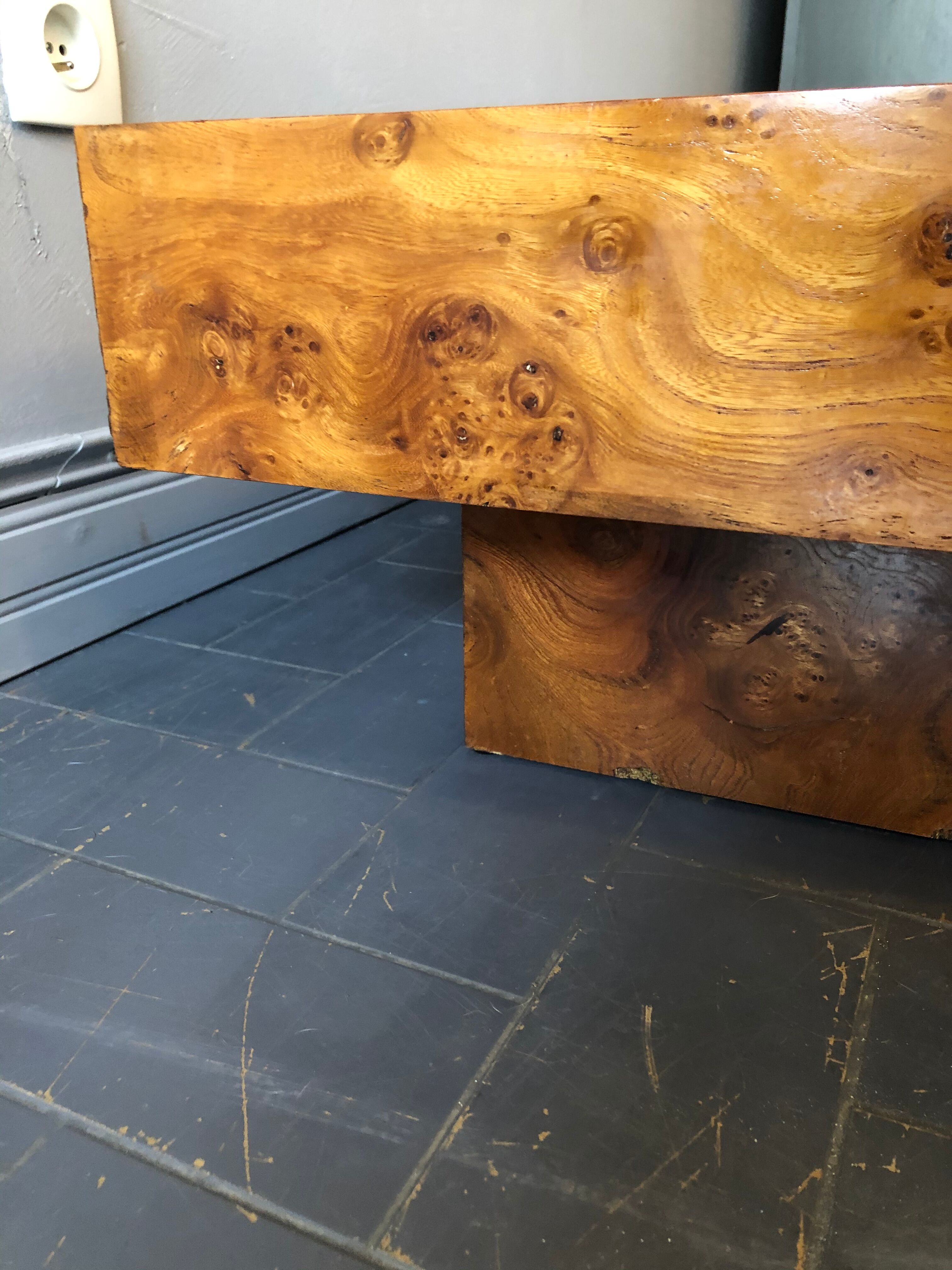 Vintage walnut magnifying glass coffee table