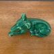 Antique St Clement German Shepherd Dog Sculpture Green Ceramic #C134