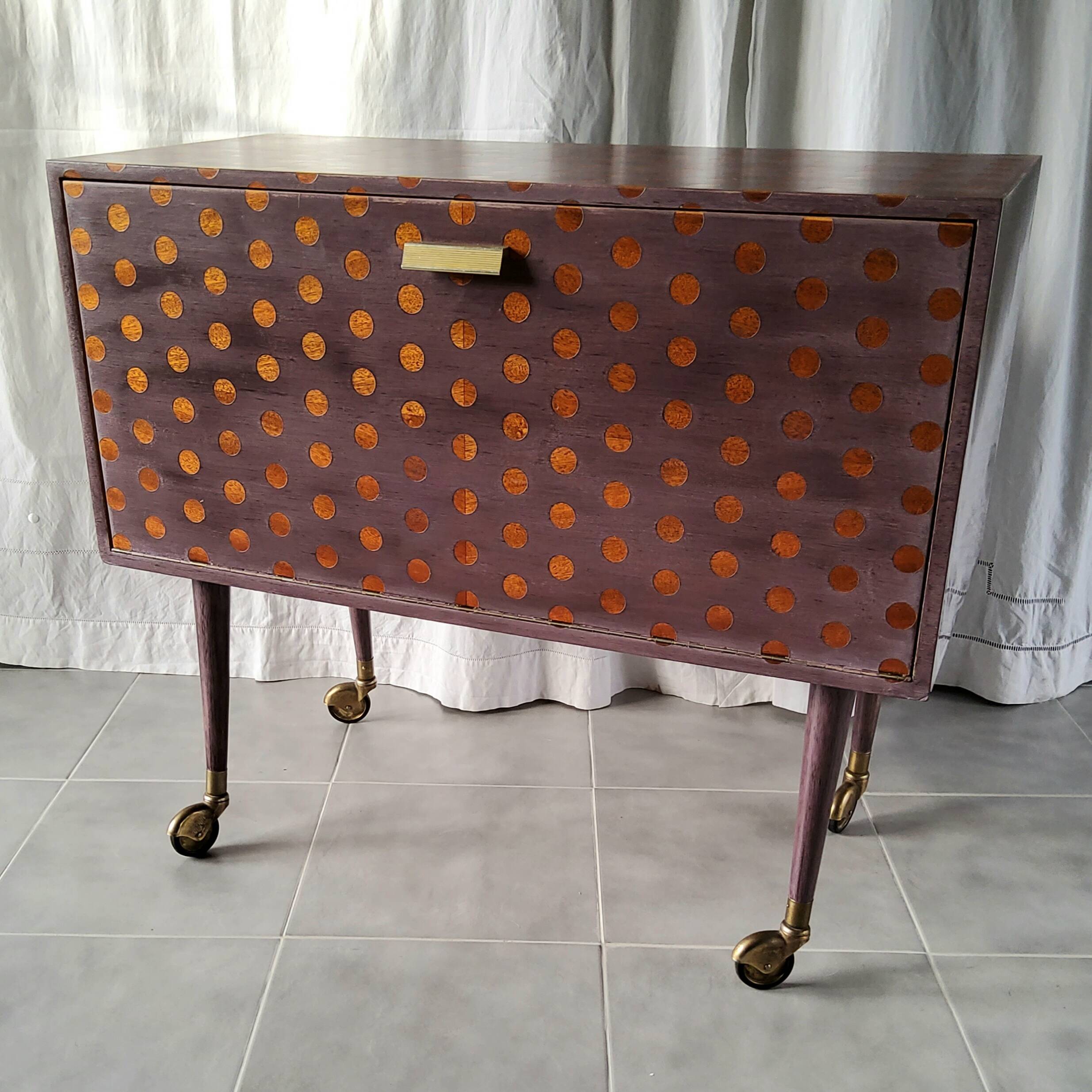 Vintage bar cabinet on casters