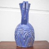 Vase in brutalist blue glazed terracotta 70