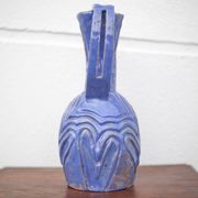Vase in brutalist blue glazed terracotta 70