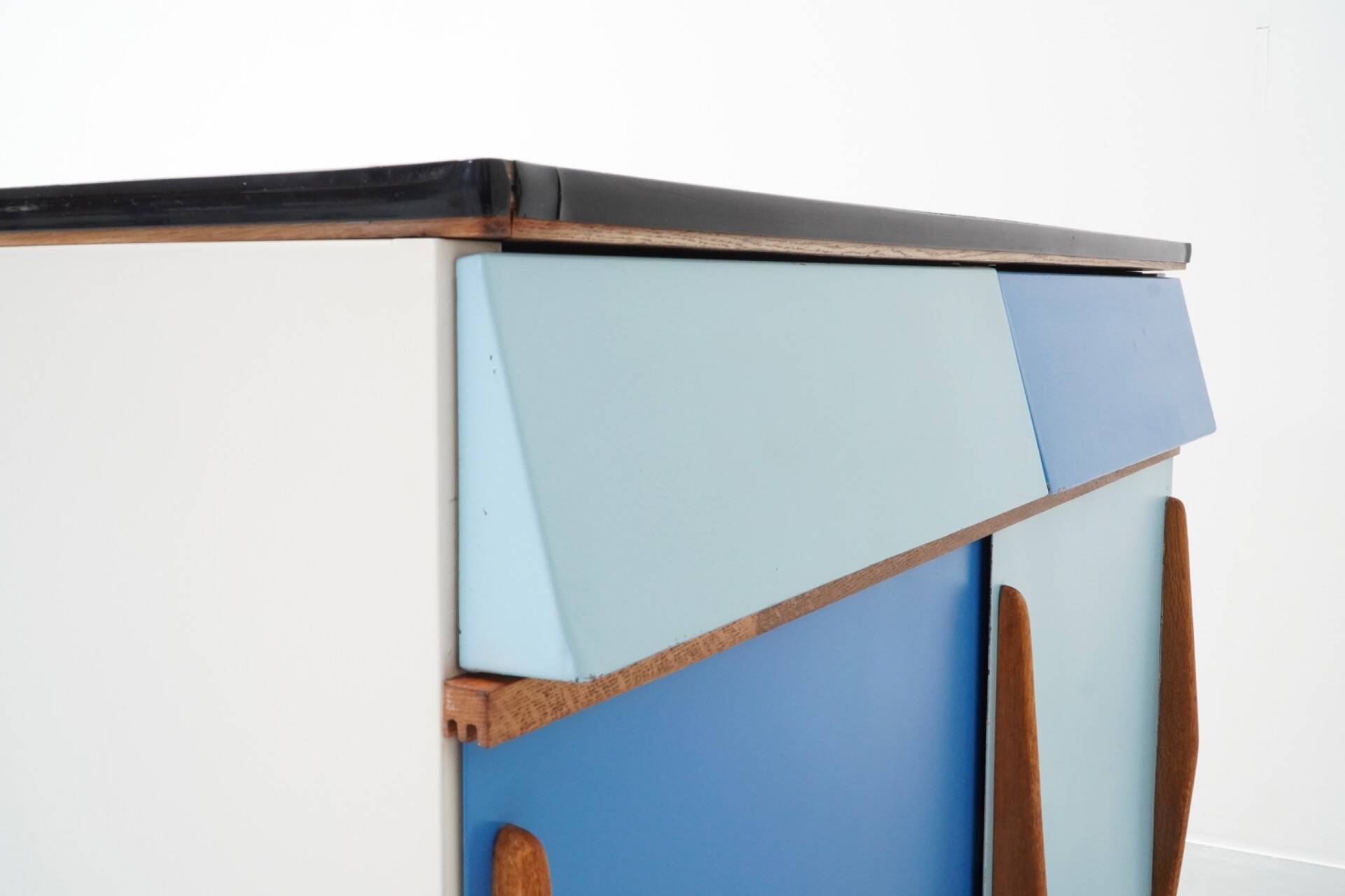 Willy Van Der Meeren, Blue Two-Tone Kitchen Cabinet for Tubax