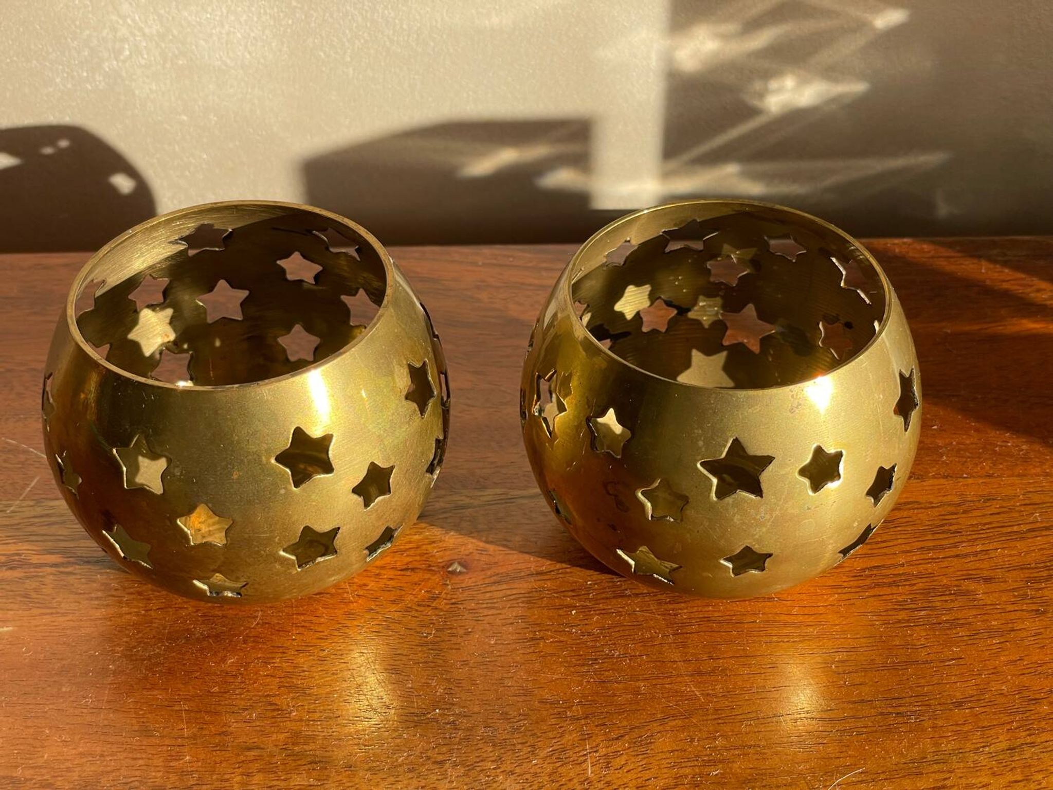 Pair of brass candle holders