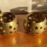 Pair of brass candle holders