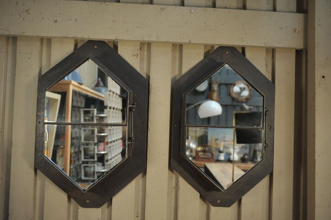 Miroirs fenêtre industriel en métal 1930 49x78cm