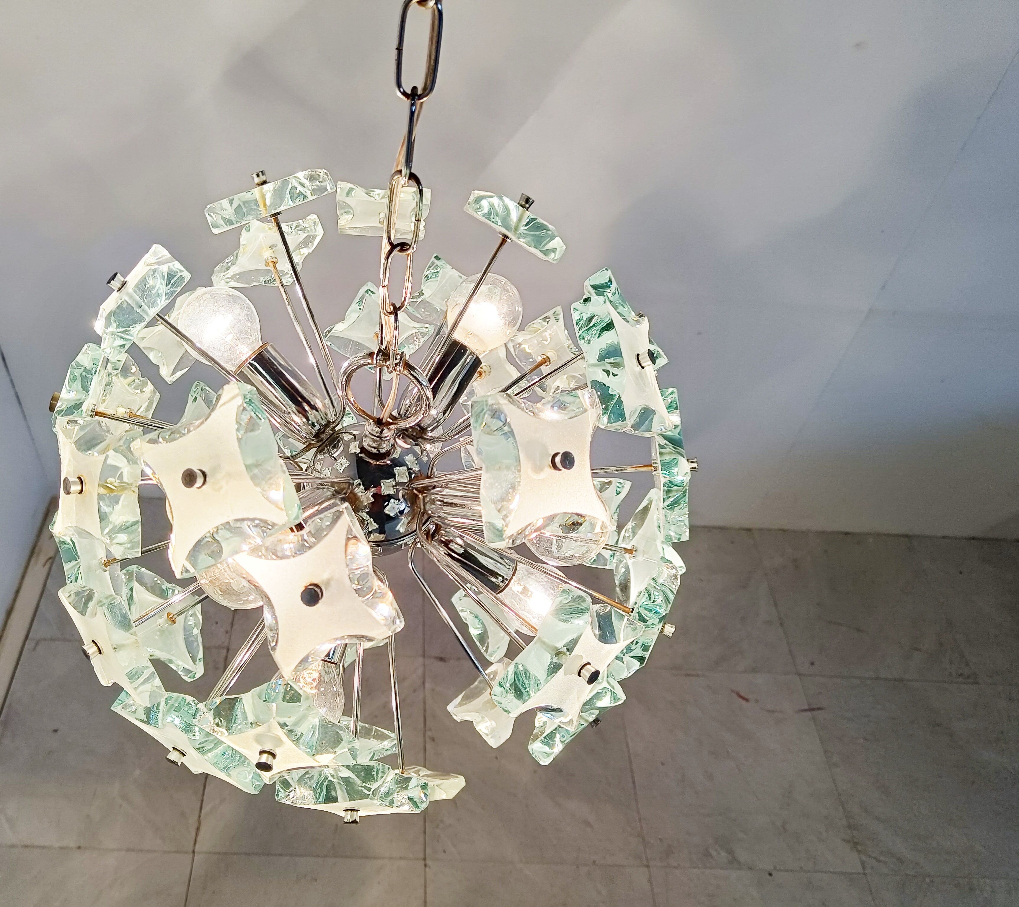 Mid century glass sputnik chandelier, 1970s