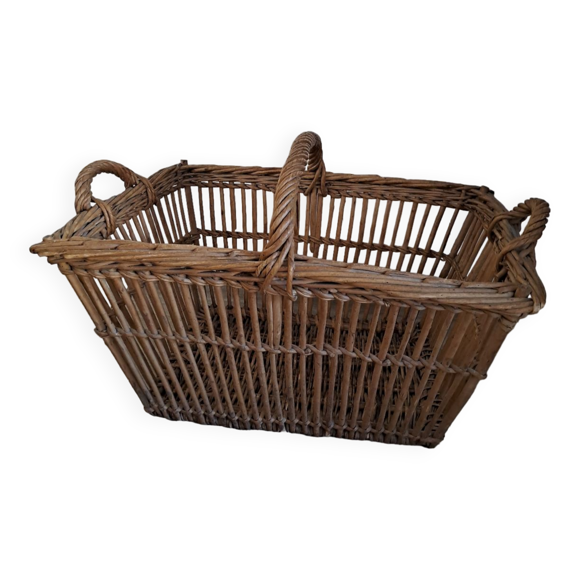 Old rattan laundry basket