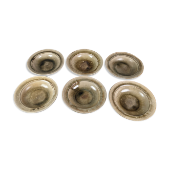 Grès Blanot, série de 6 assiettes creuses vintage