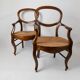 Vintage set of 2 Louis-Philippe armchairs from the 19th century, cherry wood chairs, hand-woven straw seats, antique Italian seat, elegant gift.