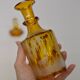 Bohemian glass carafe engraved amber colour