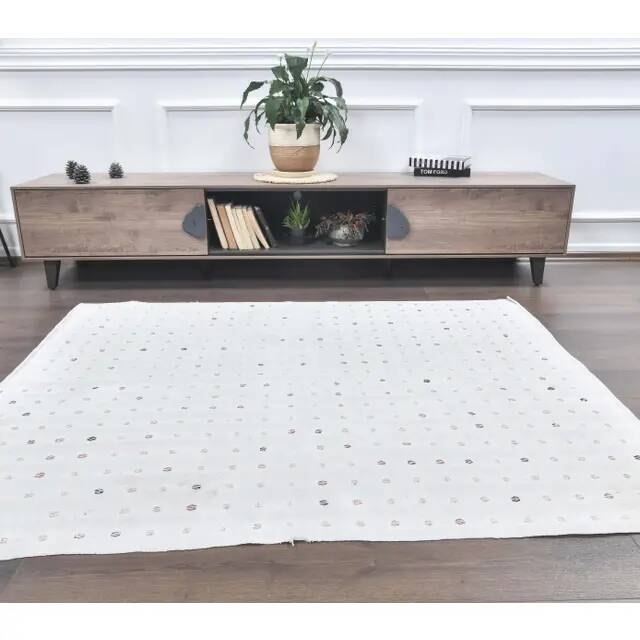 1970s White Handwoven Vintage Turkish Wool Flatweave Kilim Rug 157x188