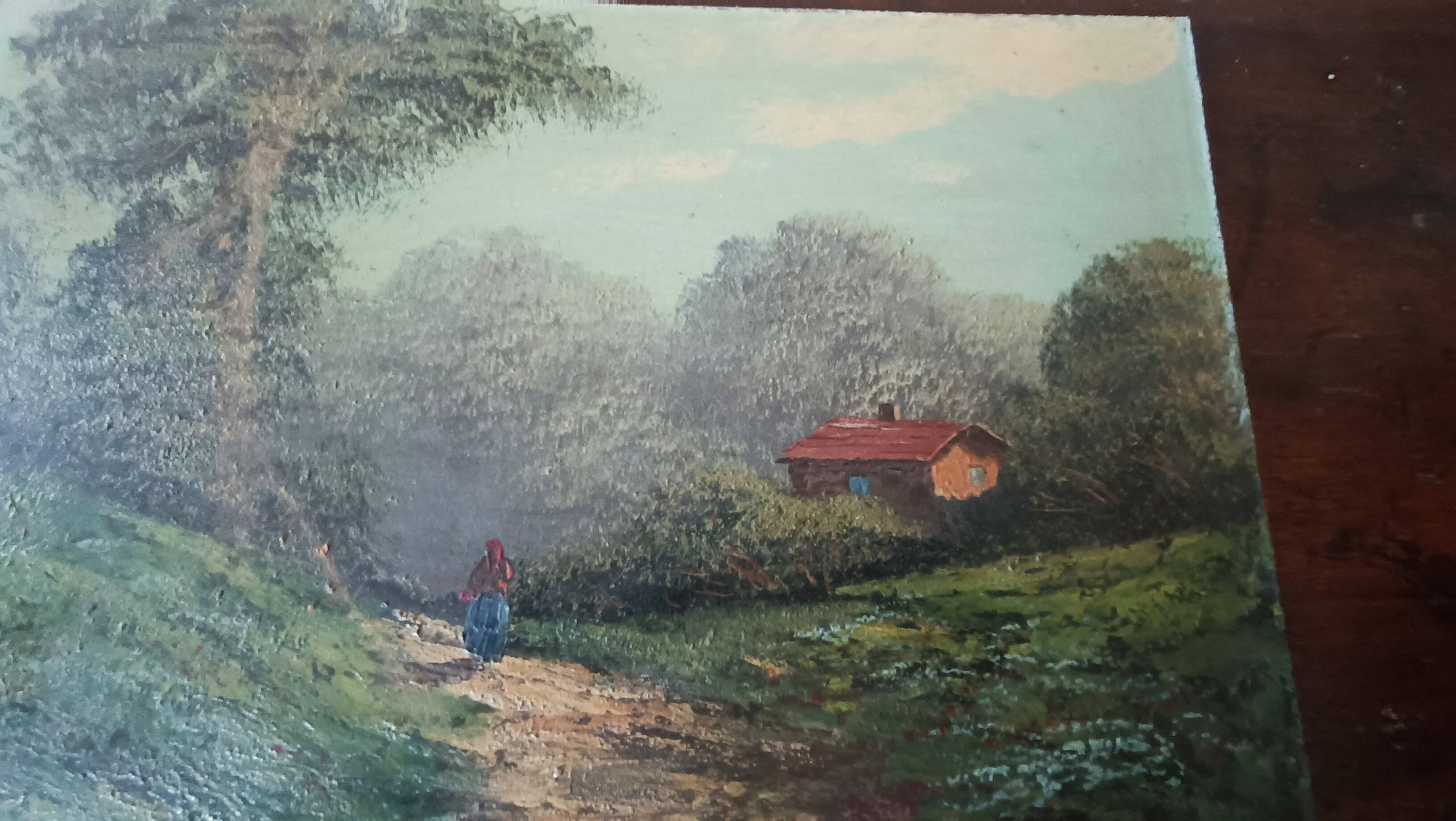 Peinture à l'huile sur carton, première moitié du XXe siècle, signée