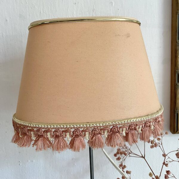 Lampe rétro abat jour franges socle en marbre
