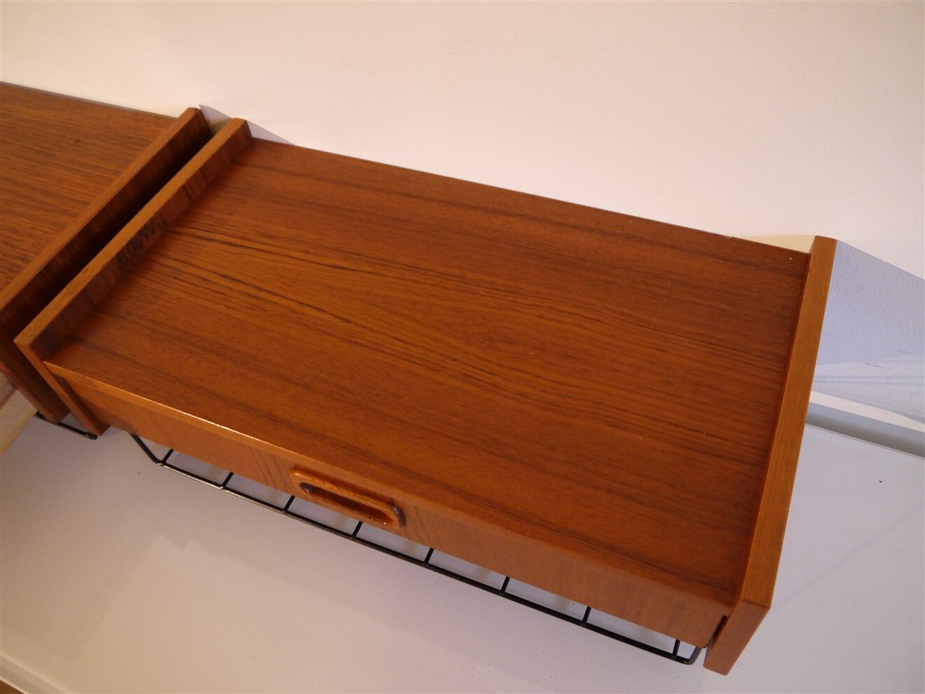 Pair of vintage Scandinavian hanging bedside tables 1960