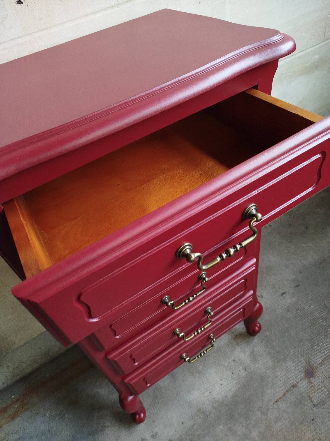 Vintage chiffonier restyled Bordeaux red