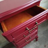 Vintage chiffonier restyled Bordeaux red