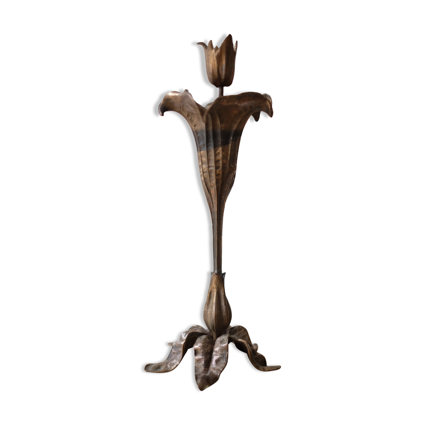 Art Nouveau bronze candle holder