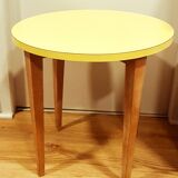 Yellow formica & wood side table