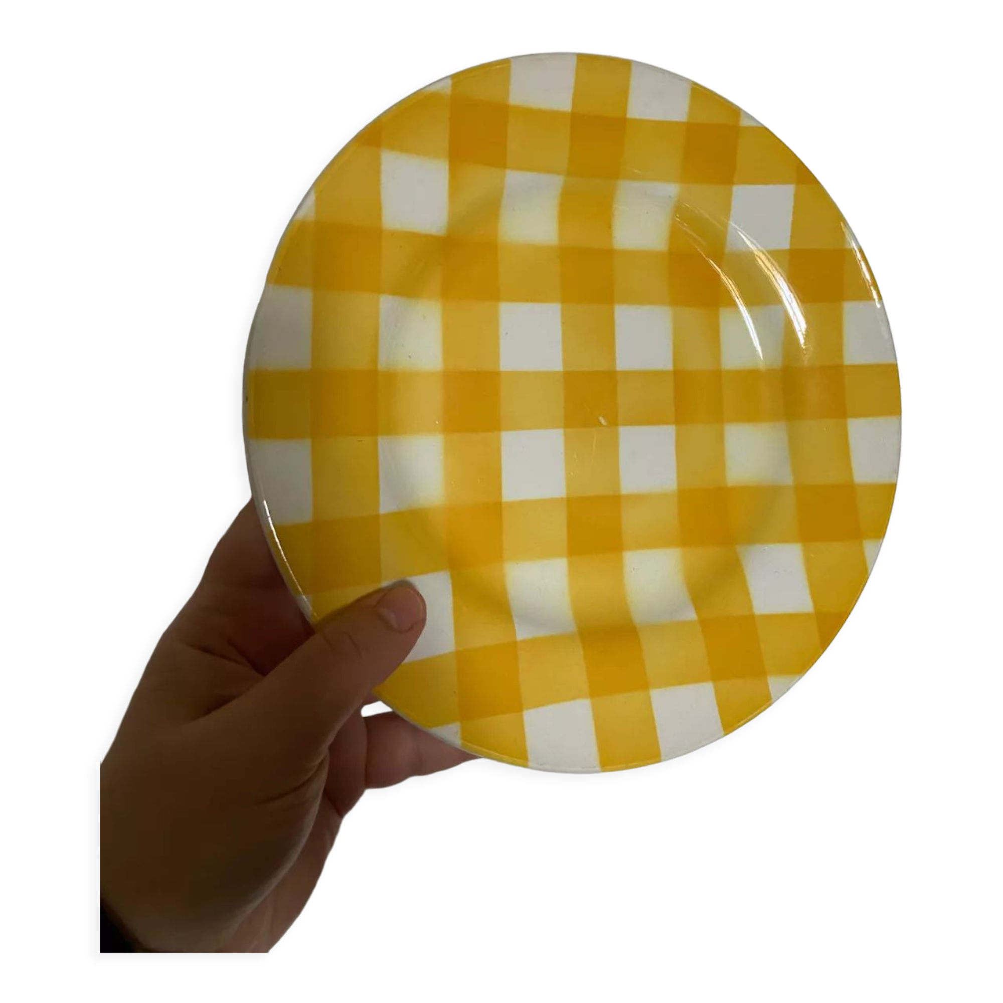 Yellow Scottish pattern plate from the Digoin manufacture