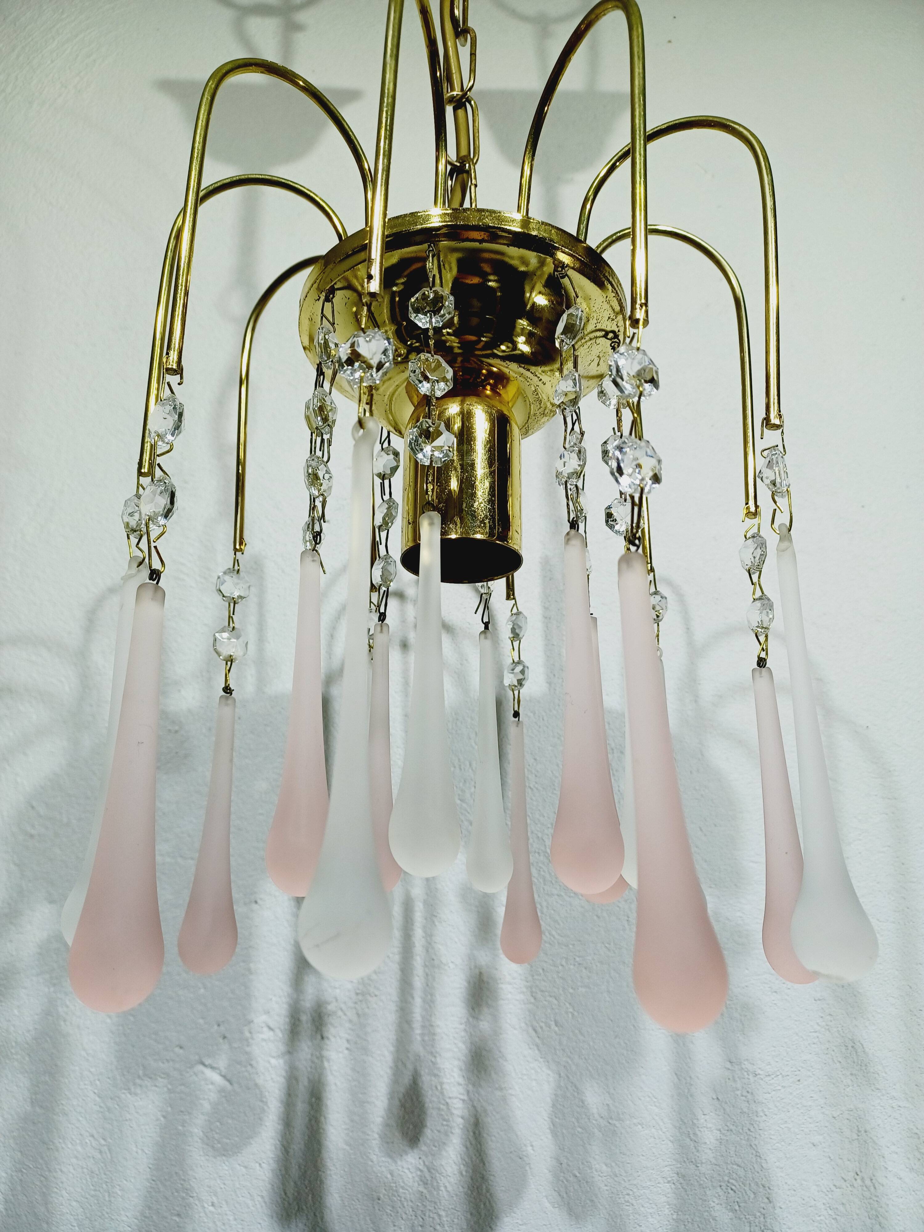 Murano Chandelier Gold Metal 1 Light
