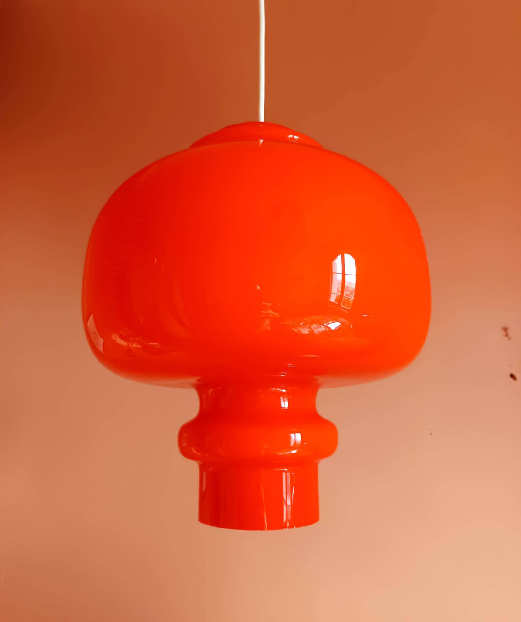 Pair of orange pendant lights by Hans-Agne Jakobsson, 1960