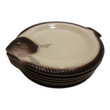 6 assiettes à poisson de Longwy décorées à la main