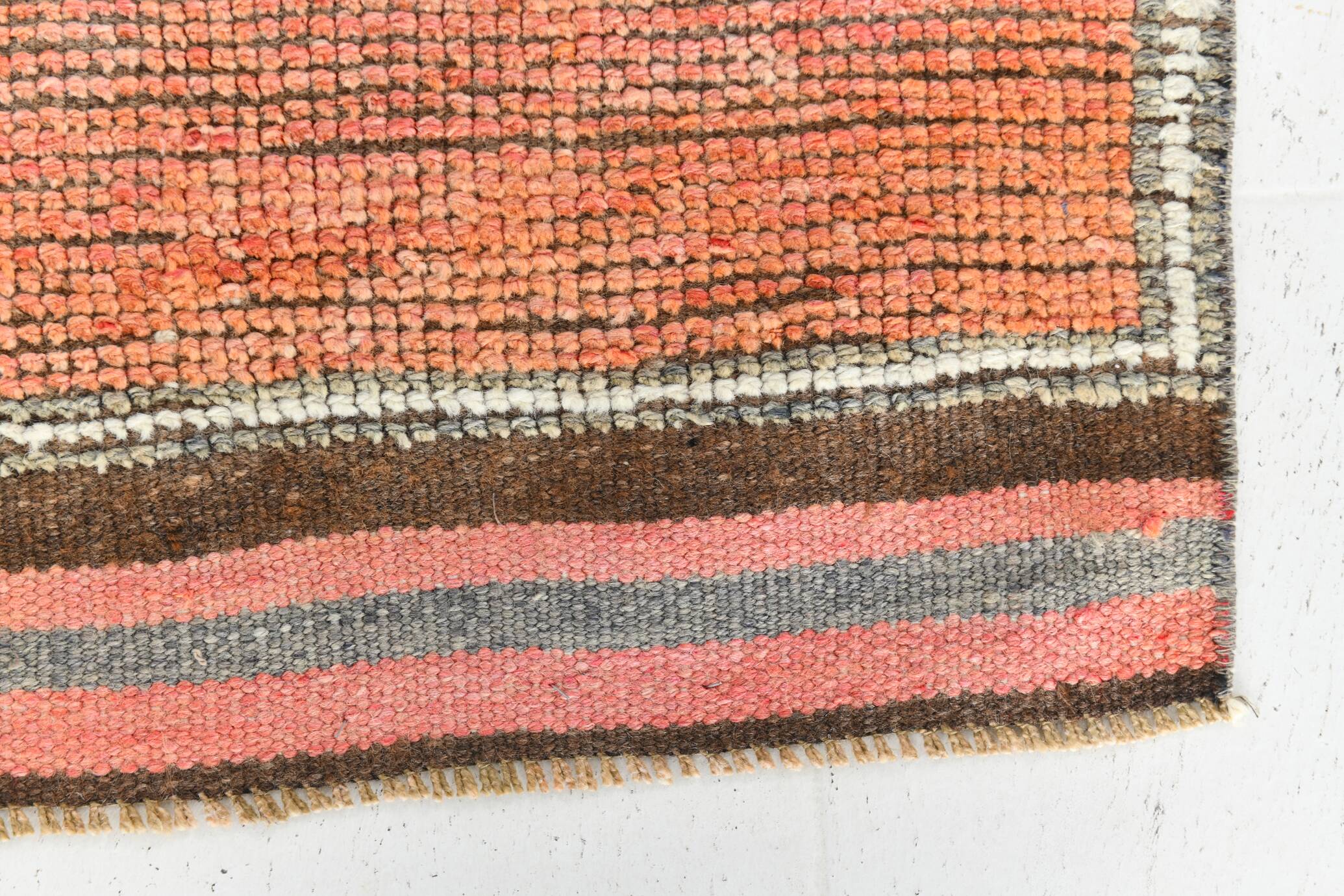 Red & Green Turkish Vintage Runner Rug, 93x342Cm