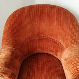Orange velvet toad armchair