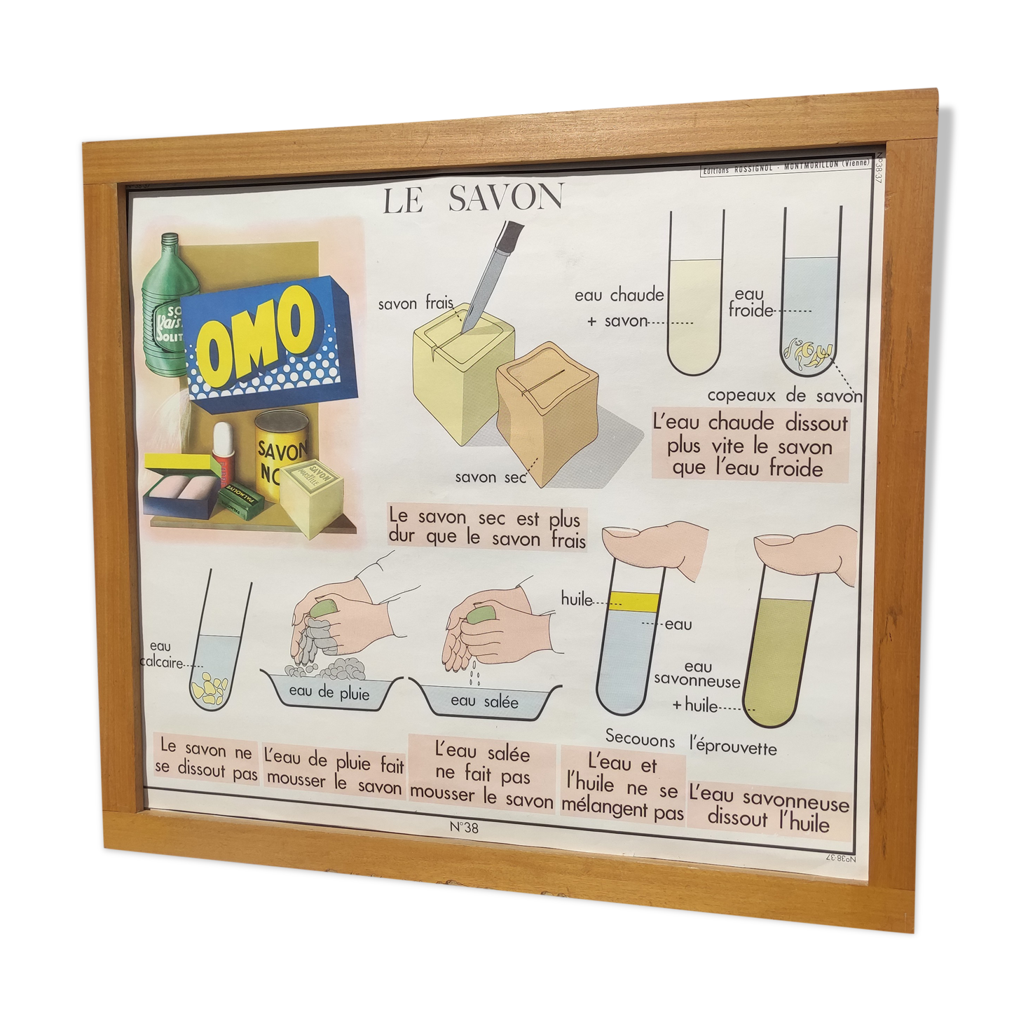 Educational and school poster Rossignol Montmorillon soap and glass