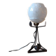 Art Deco lamp in metal and speckled blue opaline glass globe
