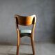 1950s bistro chair, in wood and green skai