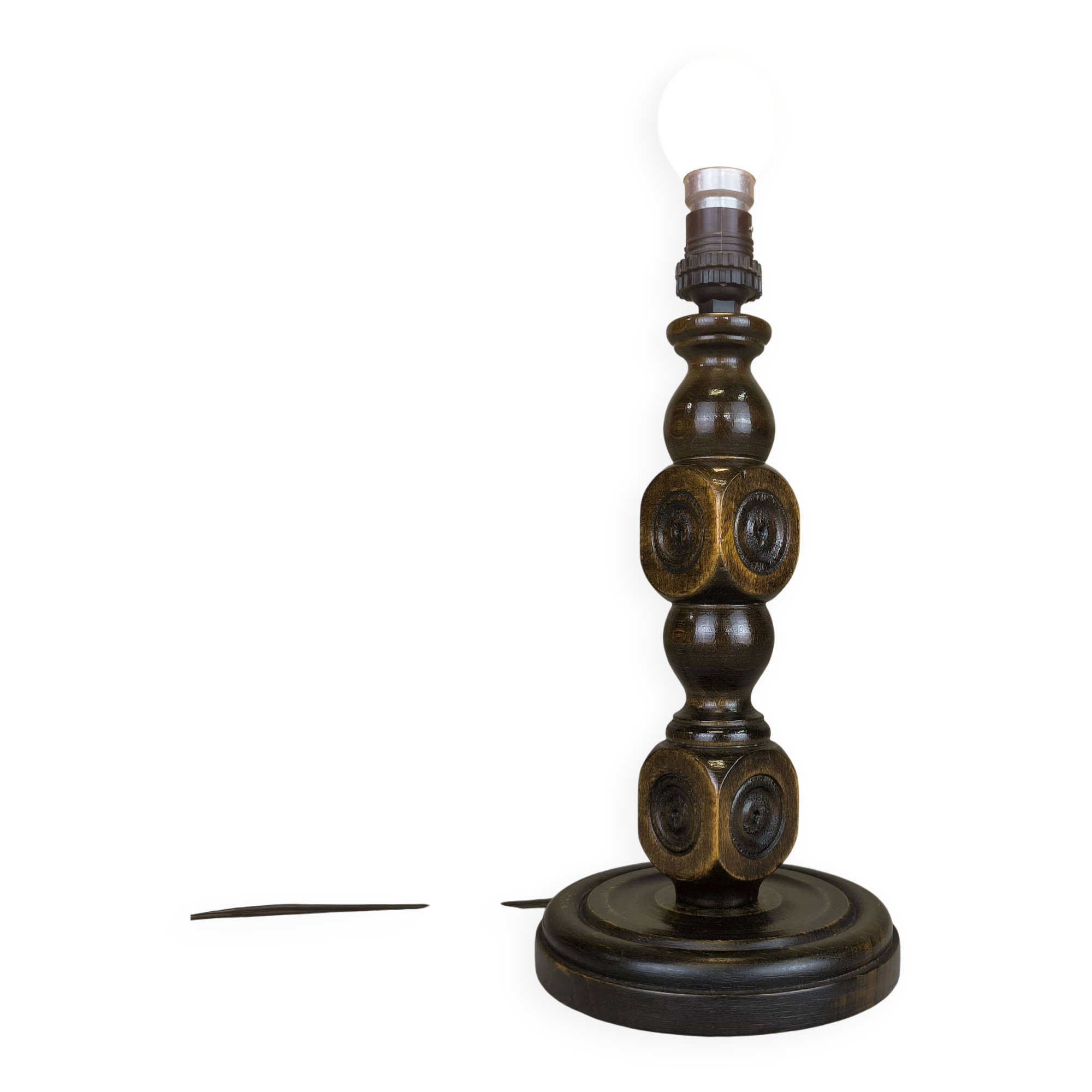Vintage turned wood table lamp