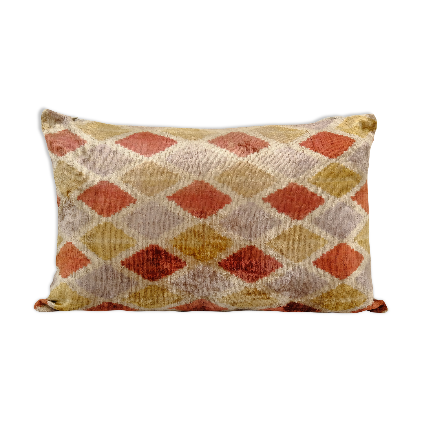 Green silk ikat velvet pillow