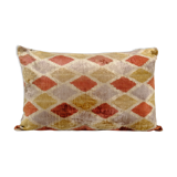 Green silk ikat velvet pillow