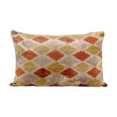 Green silk ikat velvet pillow