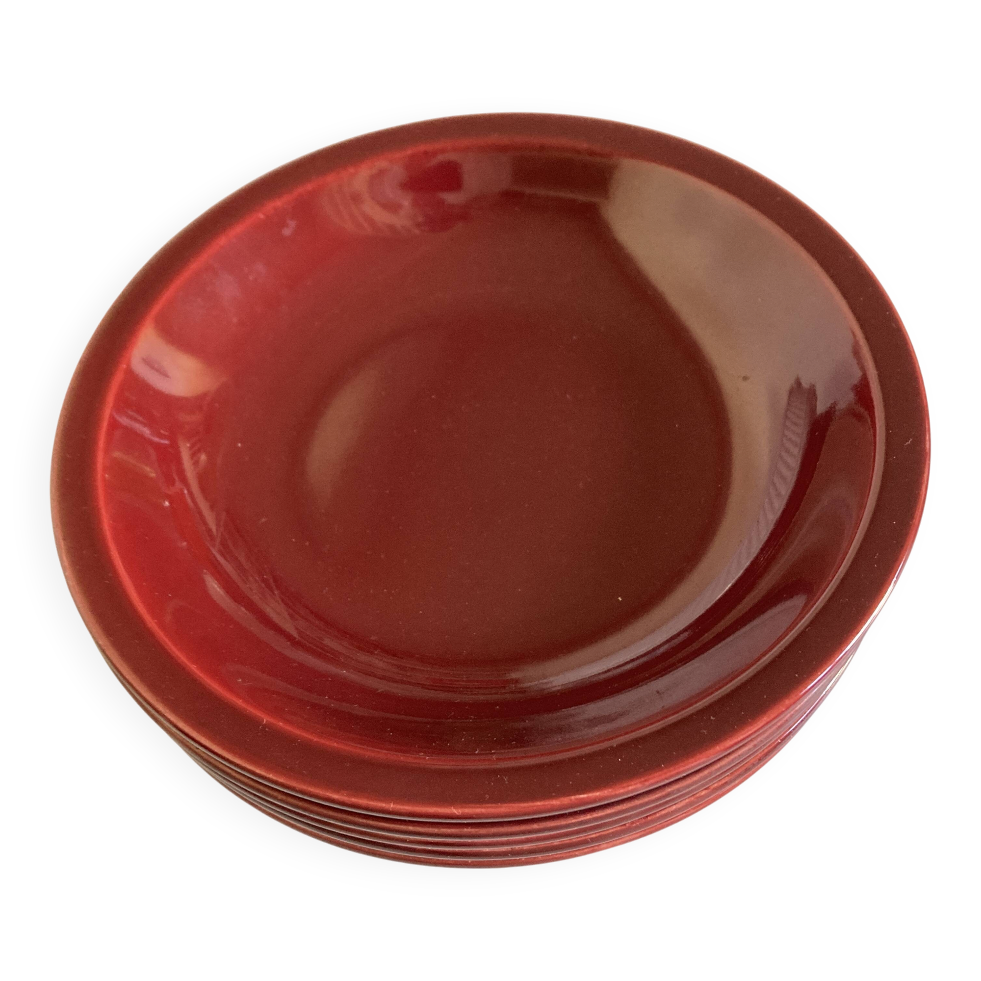 Set de 5 assiettes calotte mid century faience de Longchamp 1970