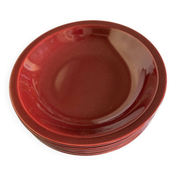 Set de 5 assiettes calotte mid century faience de Longchamp 1970