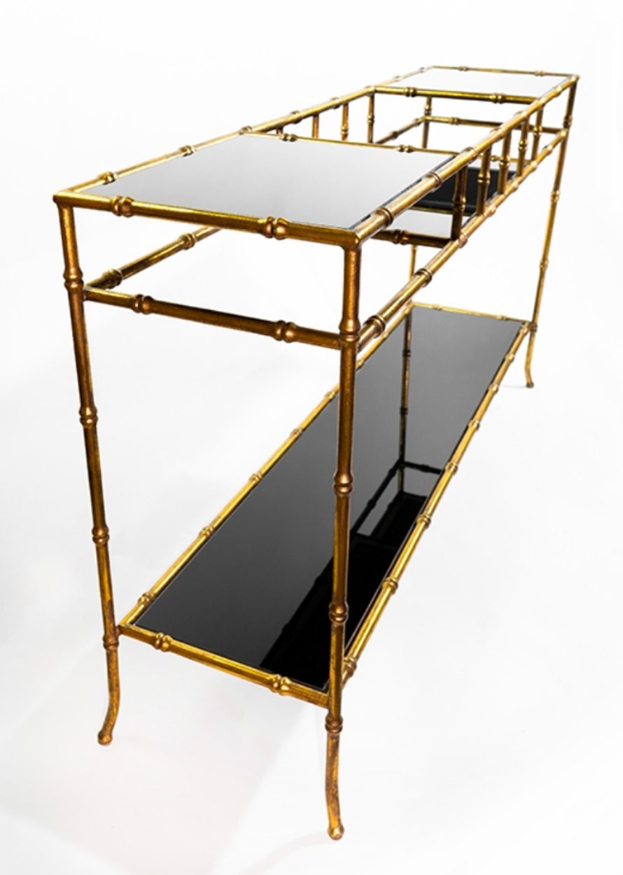 Bamboo gold metal console