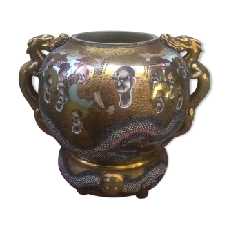 Satsuma earthenware baluster vase