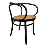 Curved wood and cane armchair called "Le Corbusier"