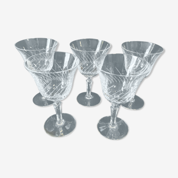 Lot de 5 verres en verre ciselé