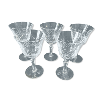 Lot de 5 verres en verre ciselé