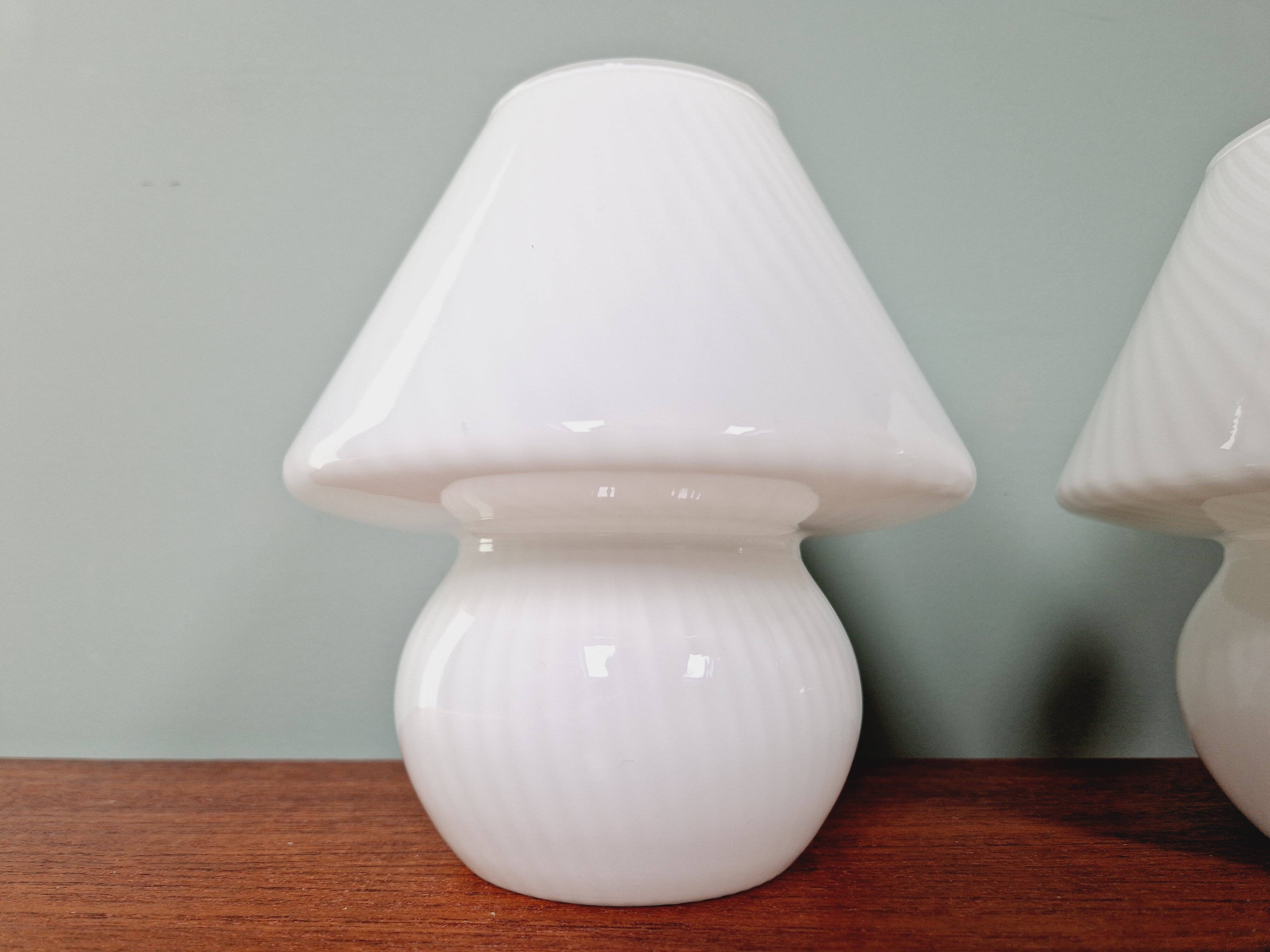Pair of Murano glass mushroom lamps, 1970s-80s