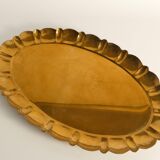 Hollywood Regency Large Oval Brass Tray by Firma Lars Holmström, Sweden 1940's
