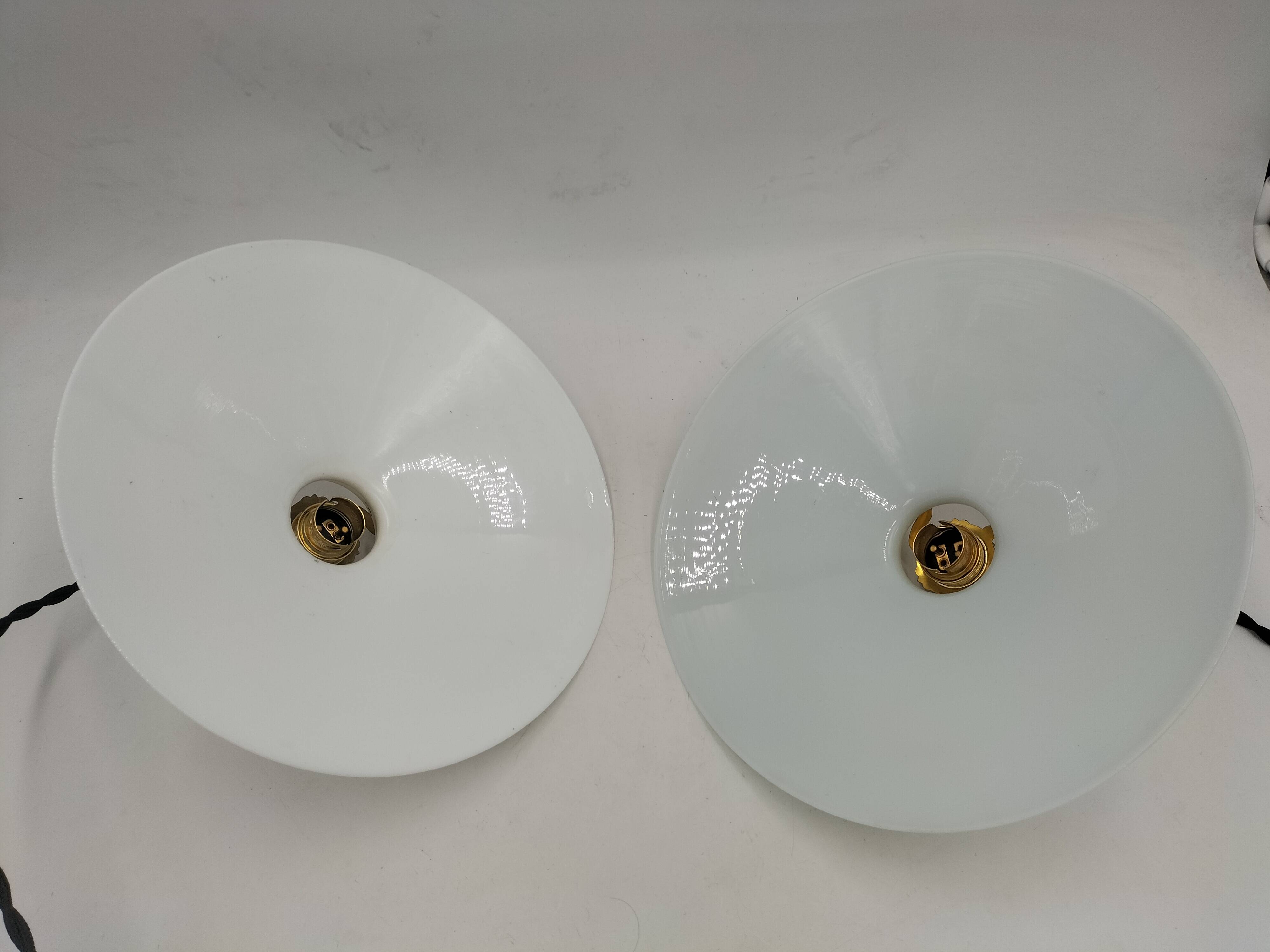 2 opaline pendant lights