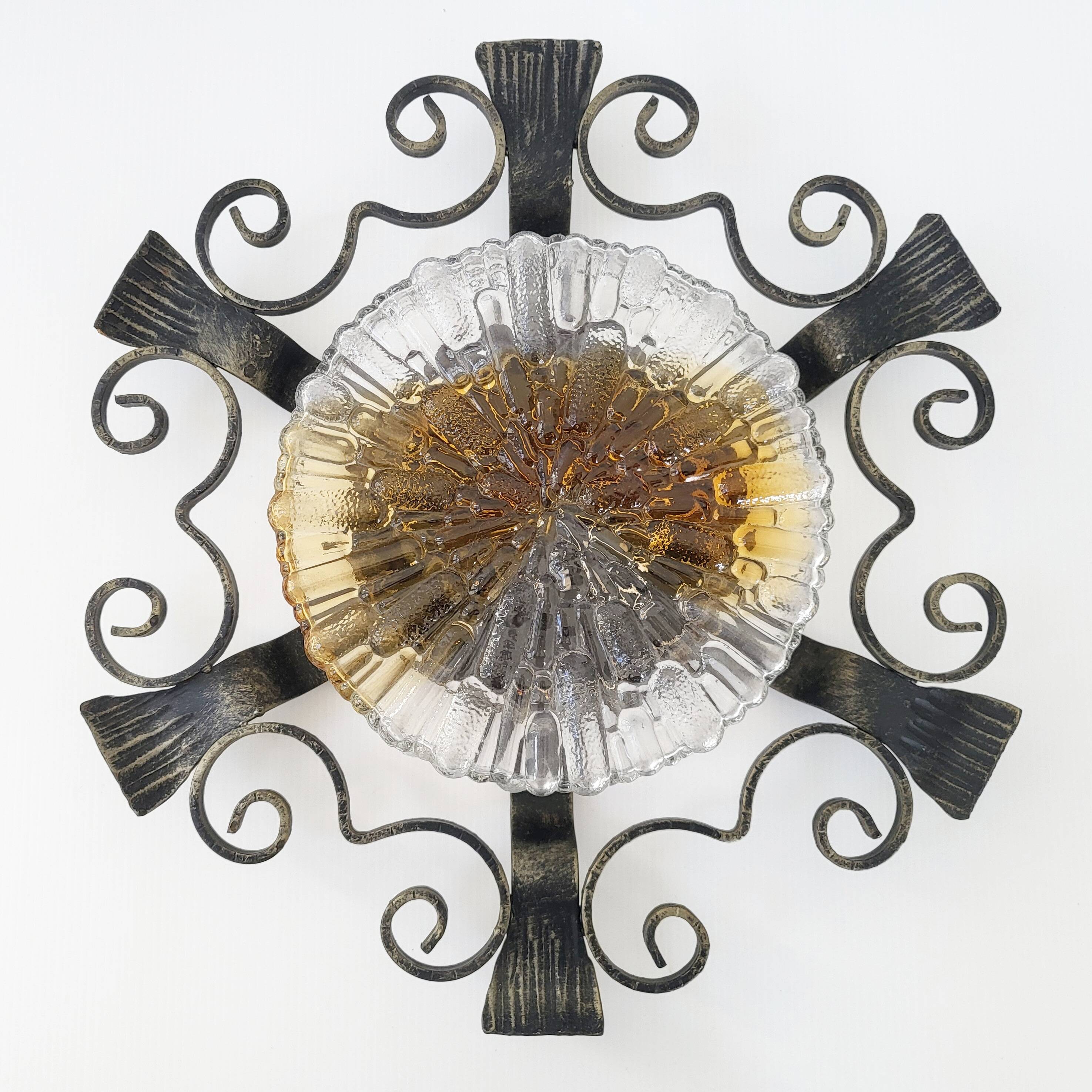 Vintage brutalist wall or ceiling light 1970