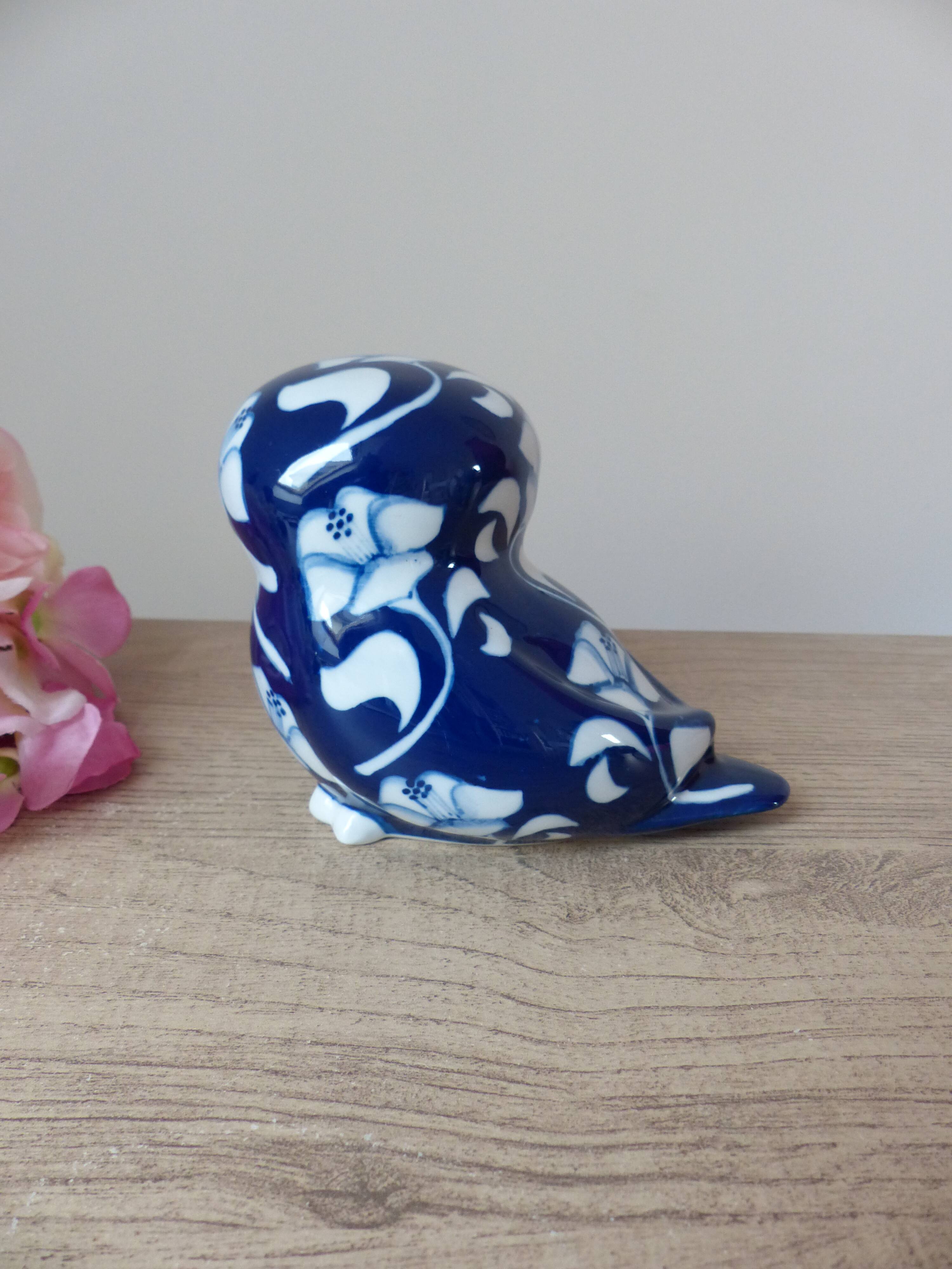 Owl Statuette Villeroy and Boch Gallo – Vintage Cobalt Blue Porcelain