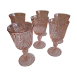 6 luminarc pink glass aperitif glasses