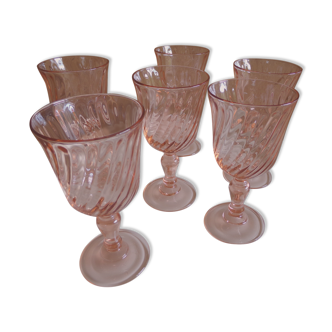 6 luminarc pink glass aperitif glasses